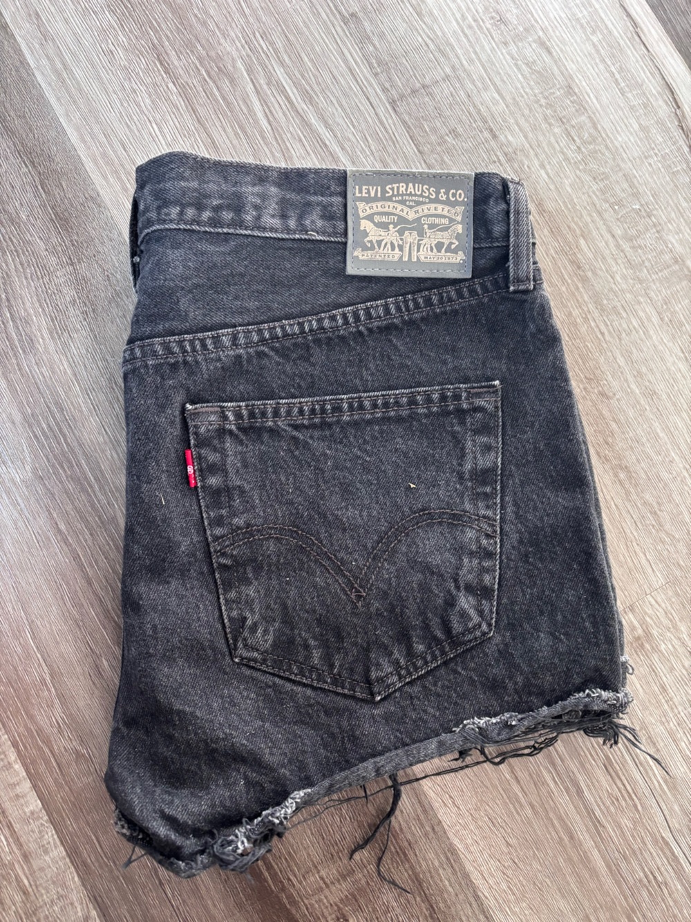 Levi's Black Denim Women's Jean Shorts with Distressed Hem